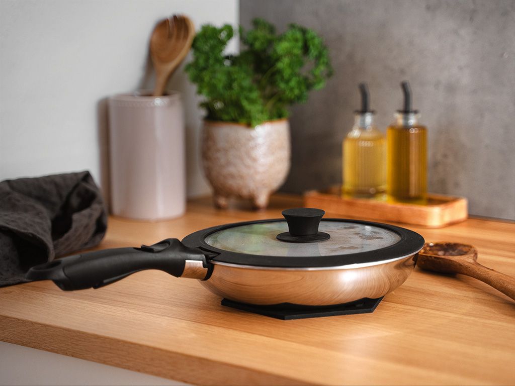 Set de Poêles 3 Pièces avec Poignée Amovible, Batterie de Cuisine Antiadhésive – USTENSILIA