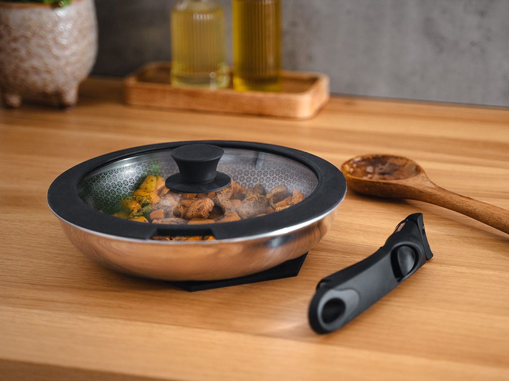 Set de Poêles 3 Pièces avec Poignée Amovible, Batterie de Cuisine Antiadhésive – USTENSILIA