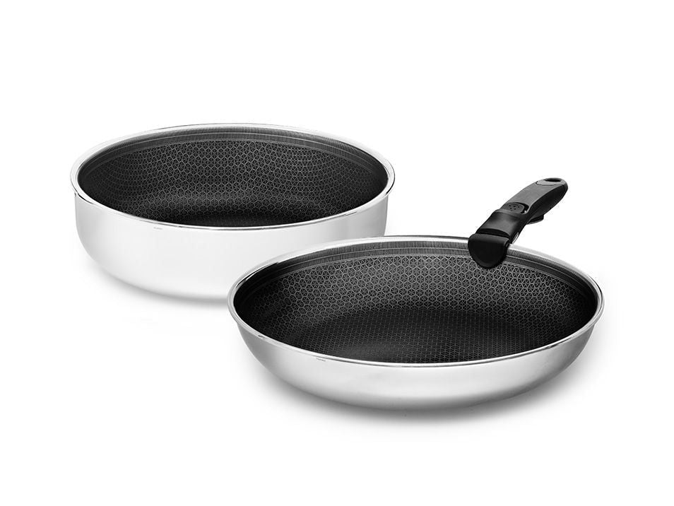 Set de Sauteuses 2 Pièces avec Poignée Amovible, Revêtement Antiadhésif – USTENSILIA