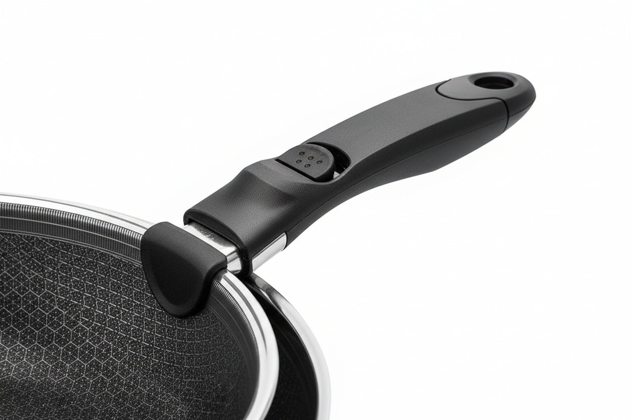 Set Wok et Sauteuse 2 Pièces avec Poignée Amovible, Revêtement Antiadhésif – USTENSILIA