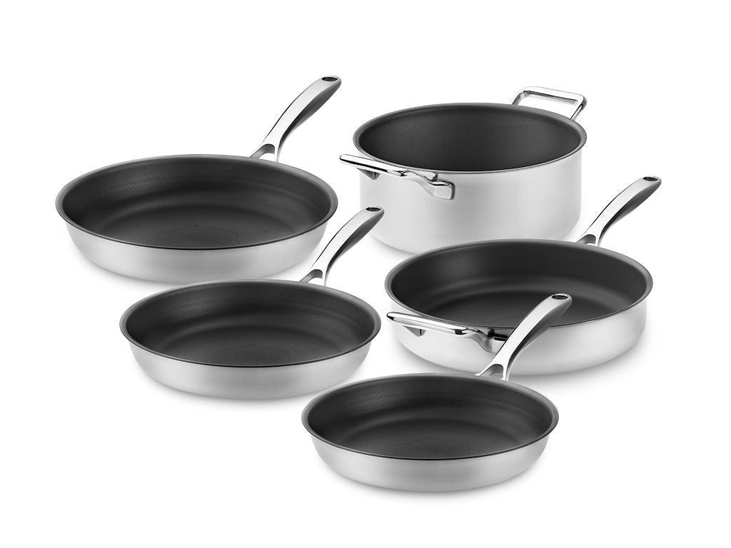 Batterie de Cuisine 5 Pièces Antiadhésive Naturelle, Set de Casseroles et Poêles – USTENSILIA