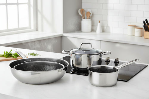 Batterie de Cuisine 5 Pièces avec Poignée Amovible, Set de Casseroles et Poêles – USTENSILIA